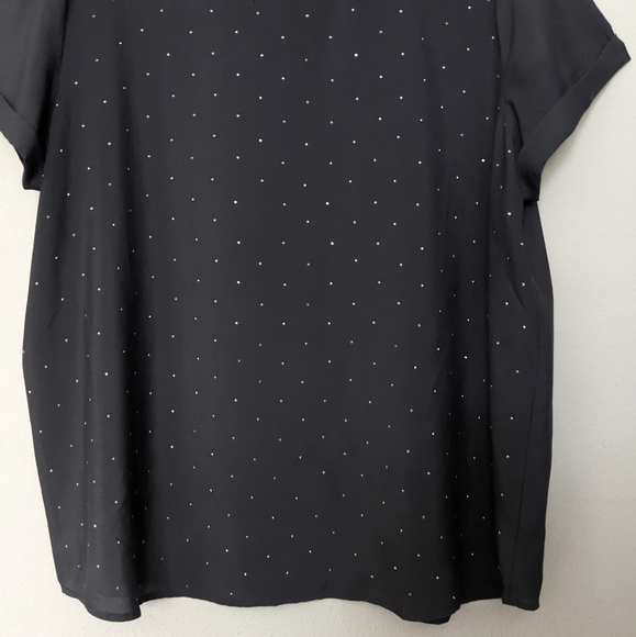 GAP NWOT dark gray and silver rhinestone short sleeve blouse size XXL - Picture 3 of 7